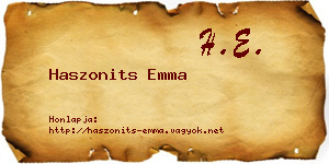 Haszonits Emma névjegykártya